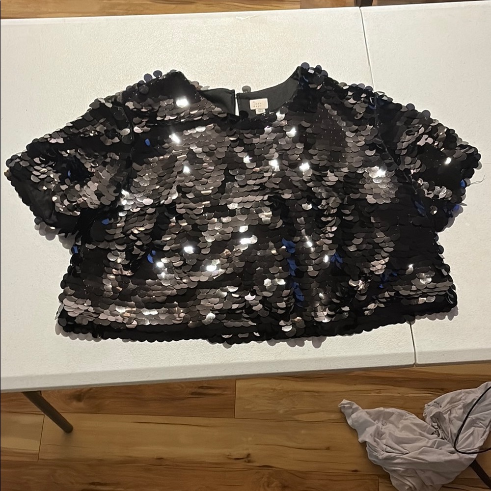 a new day Black Sequin Top